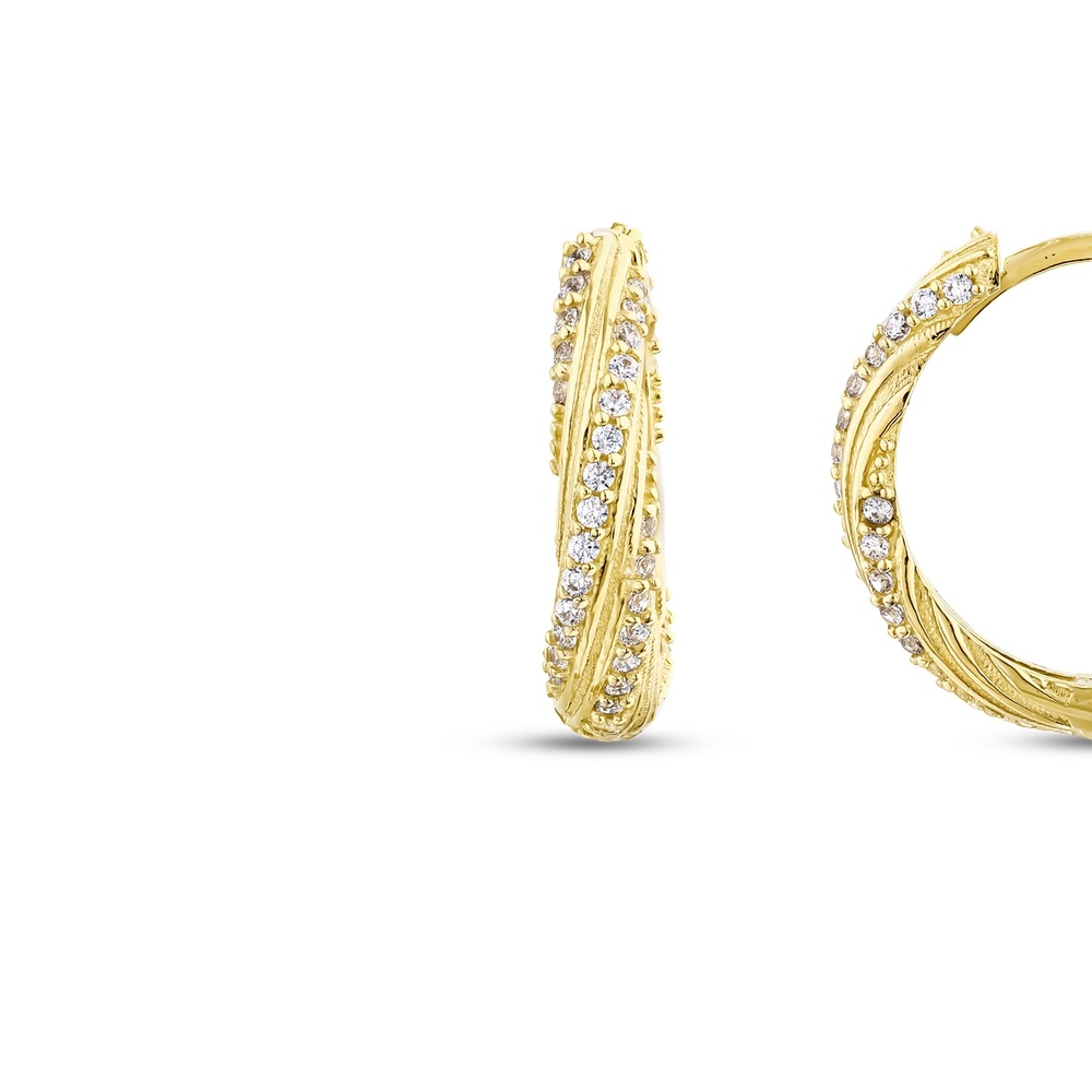 Altın Taşlı Halka Küpe