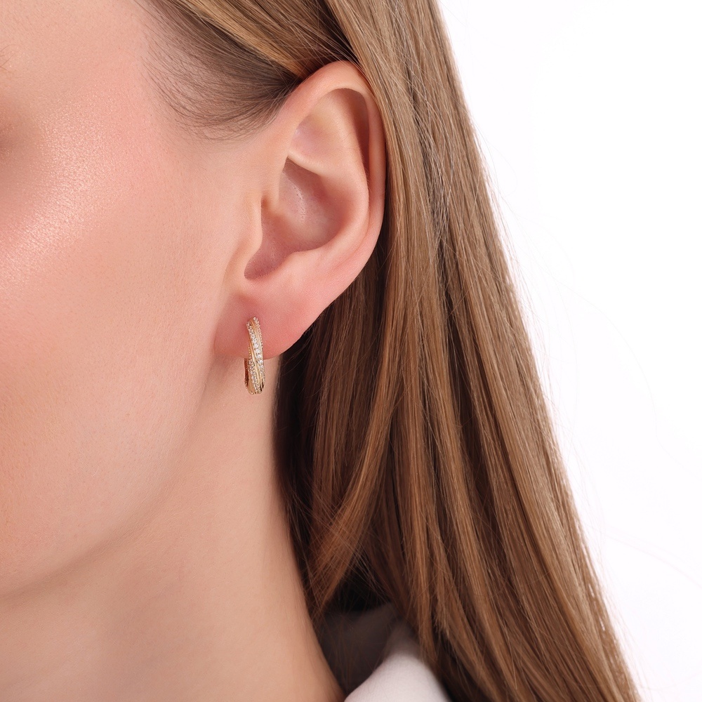 Altın Taşlı Halka Küpe