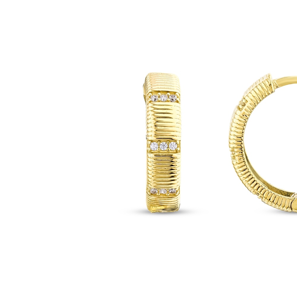 Altın Taşlı Halka Küpe