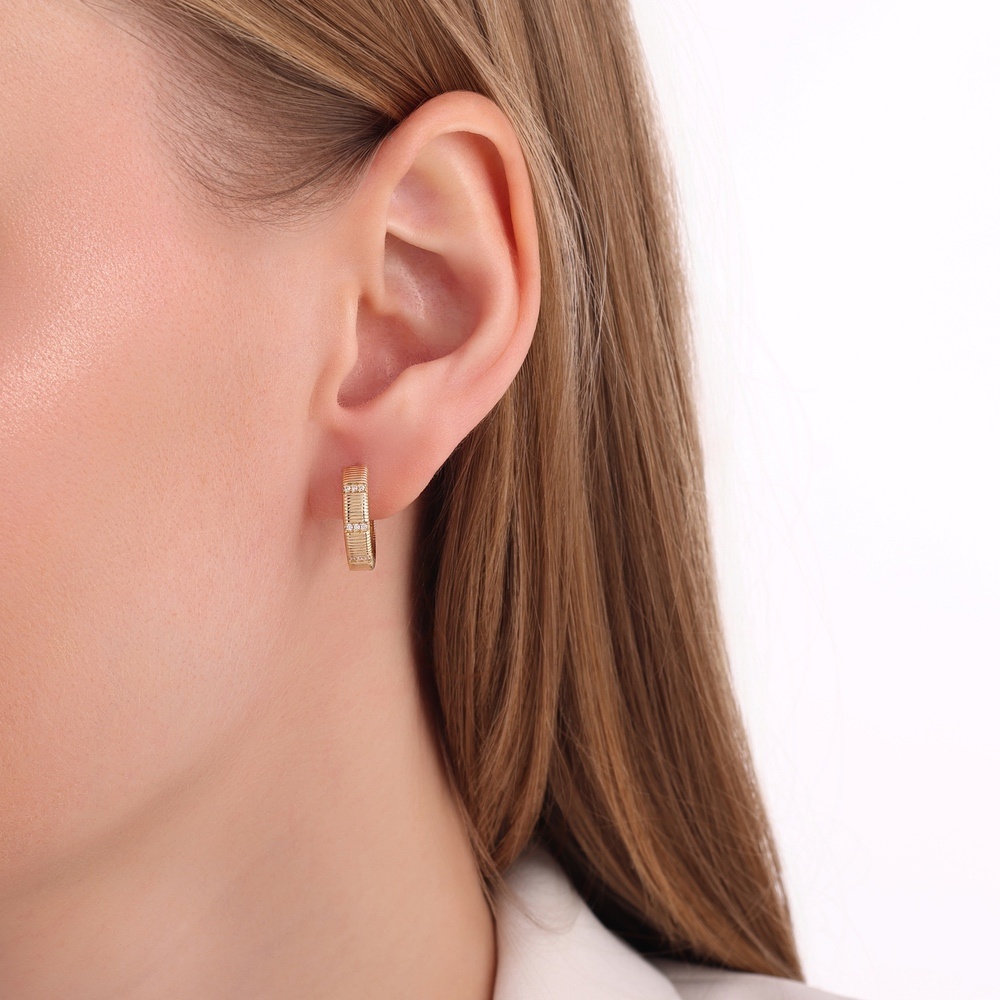 Altın Taşlı Halka Küpe