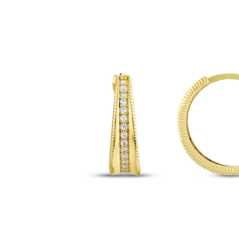 Altın Taşlı Halka Küpe