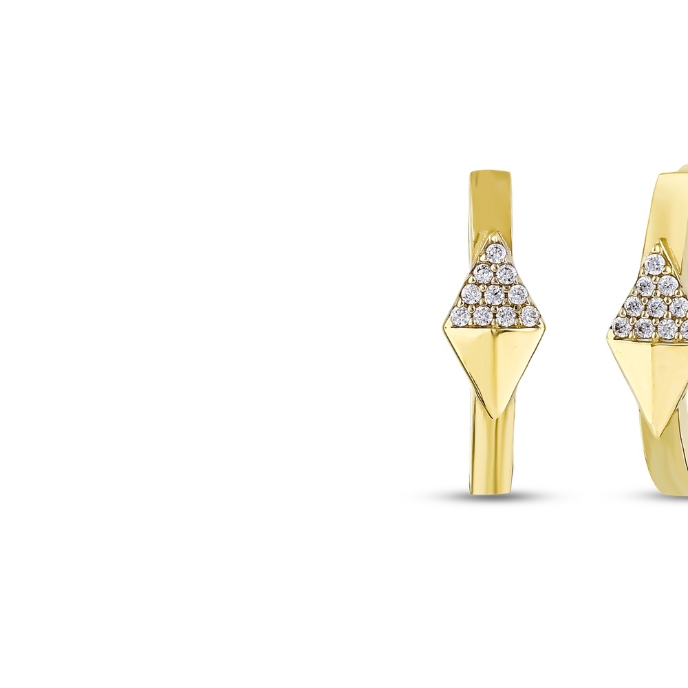 Altın Taşlı Halka Küpe