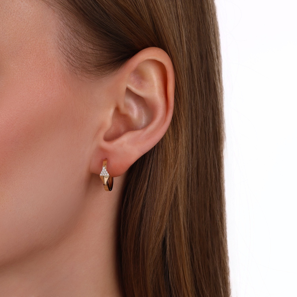 Altın Taşlı Halka Küpe