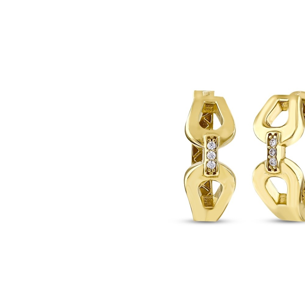 Altın Taşlı Halka Küpe