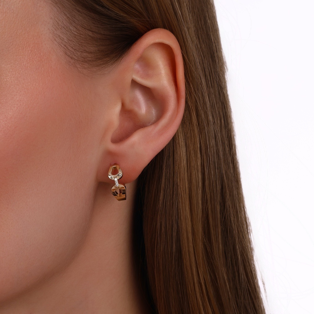 Altın Taşlı Halka Küpe