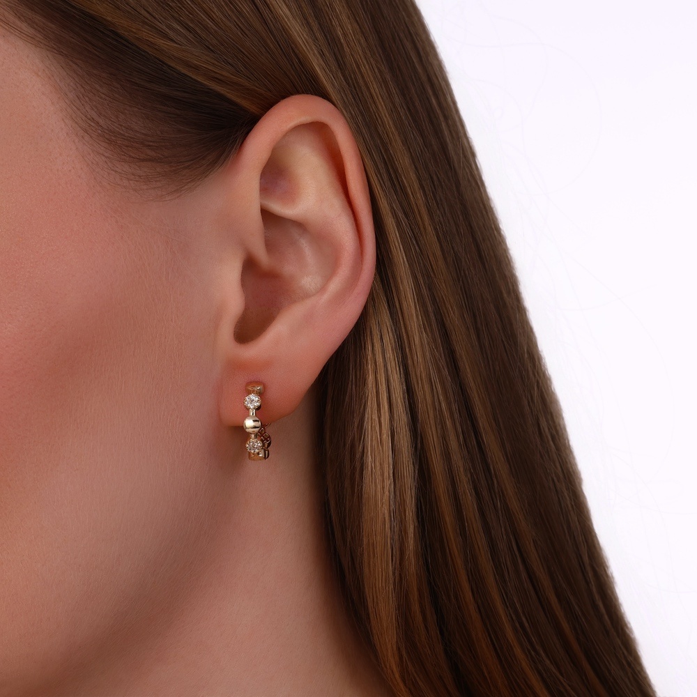 Altın Taşlı Halka Küpe