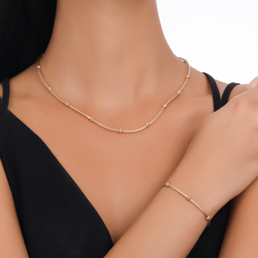 Altın İkili Toplu Zincir Set