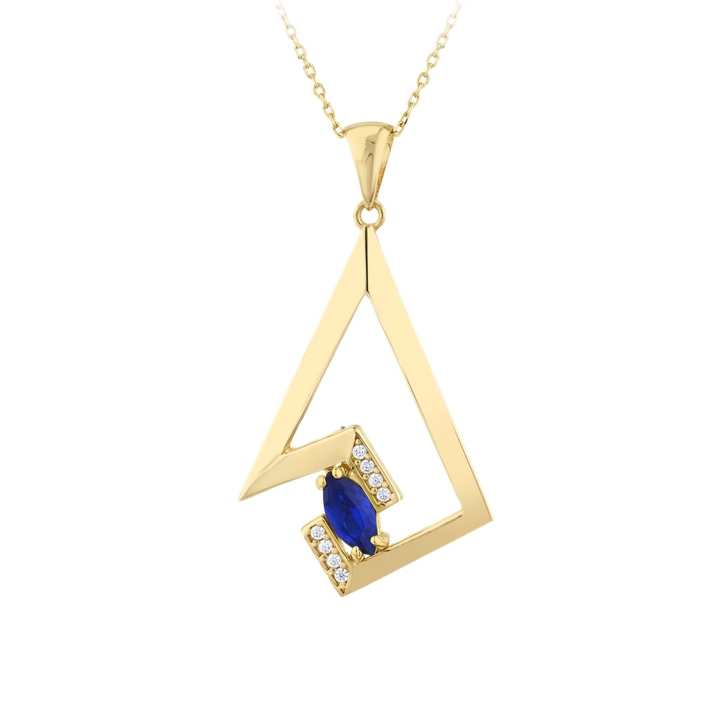 Mavi Taşlı Altın Üçlü Set