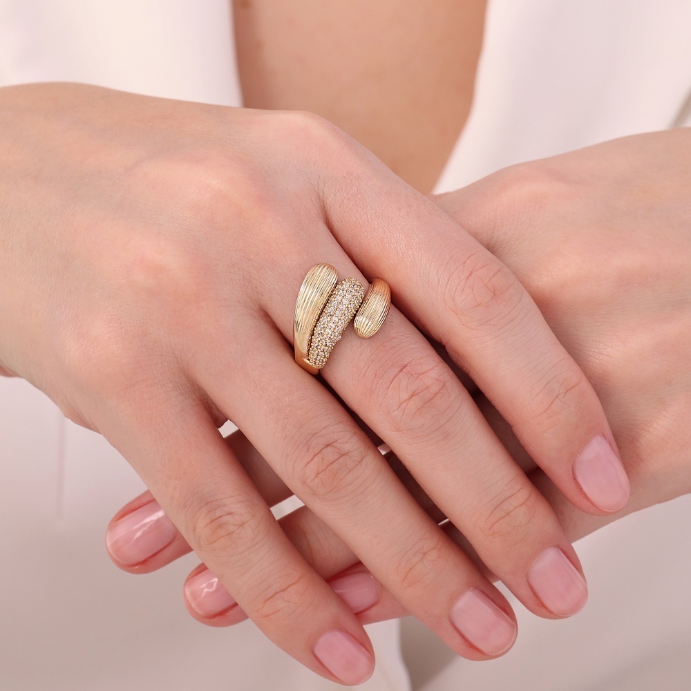 Altın Taşlı Tasarım Yüzük