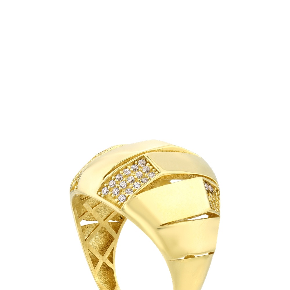 Altın Taşlı Tasarım Yüzük