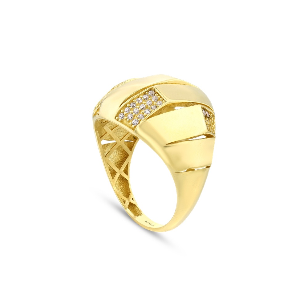 Altın Taşlı Tasarım Yüzük