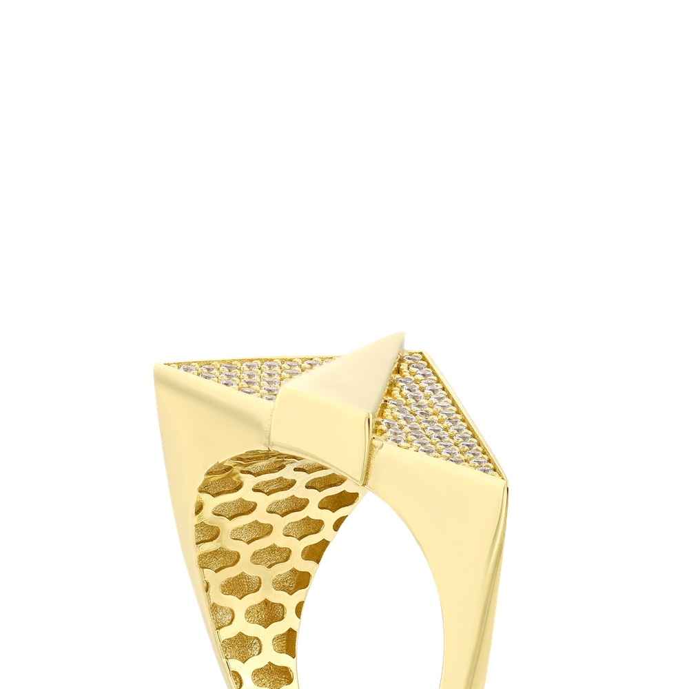 Altın Taşlı Tasarım Yüzük