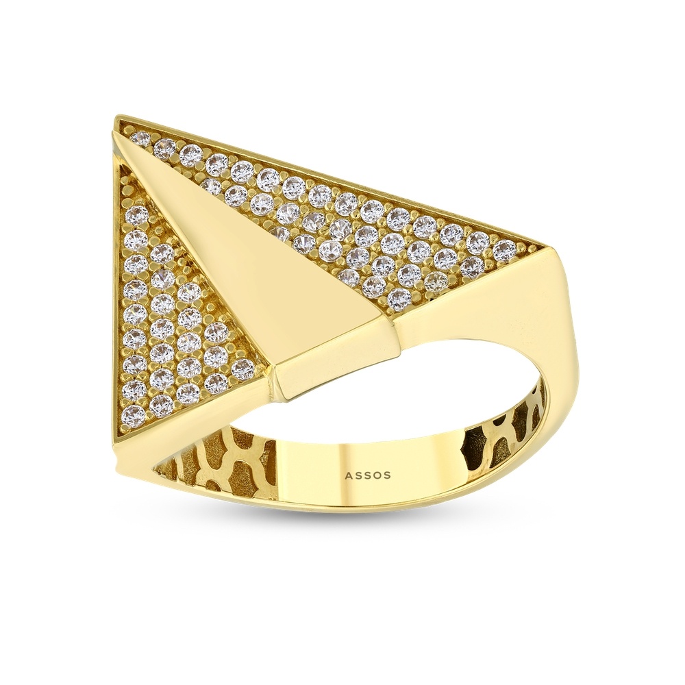 Altın Taşlı Tasarım Yüzük