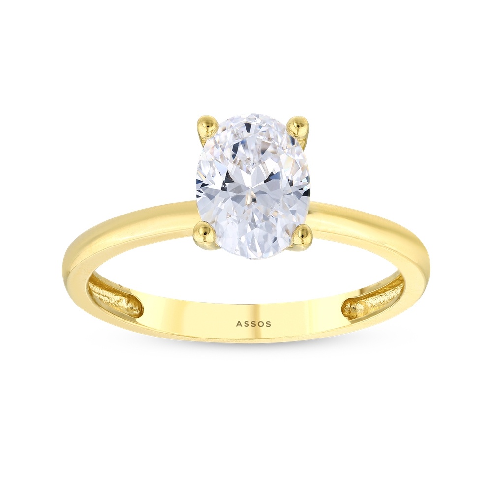 Altın Oval Tektaş Yüzük