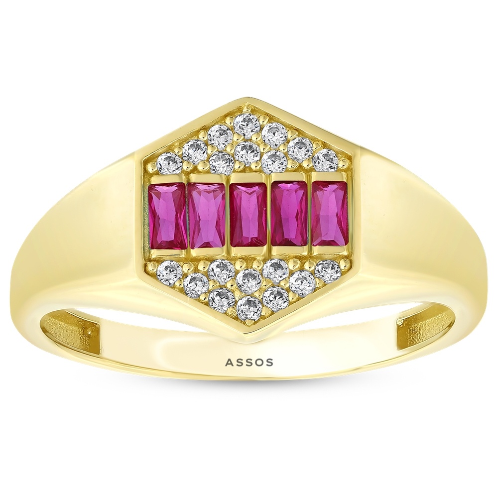 Kırmızı Taşlı Altın Yüzük