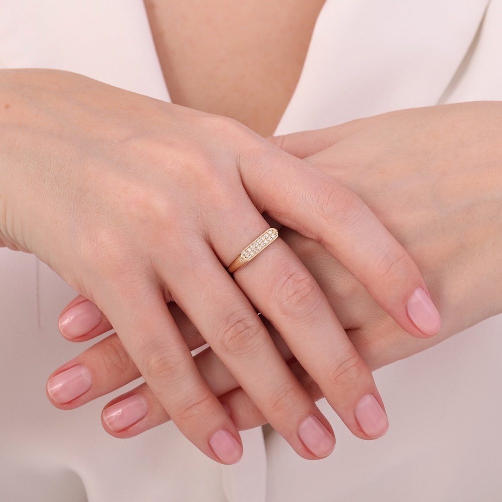 Altın Taşlı Tasarım Yüzük