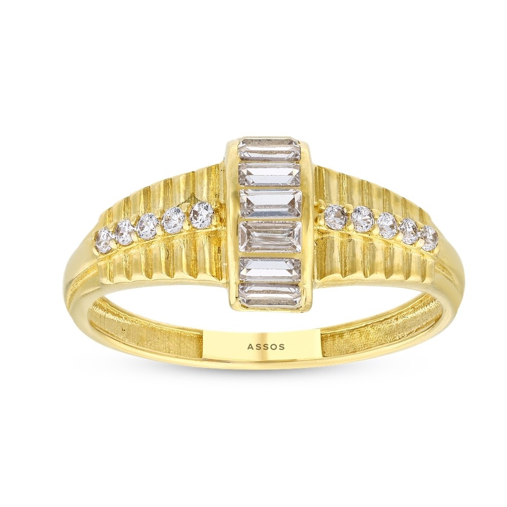 Altın Taşlı Tasarım Yüzük