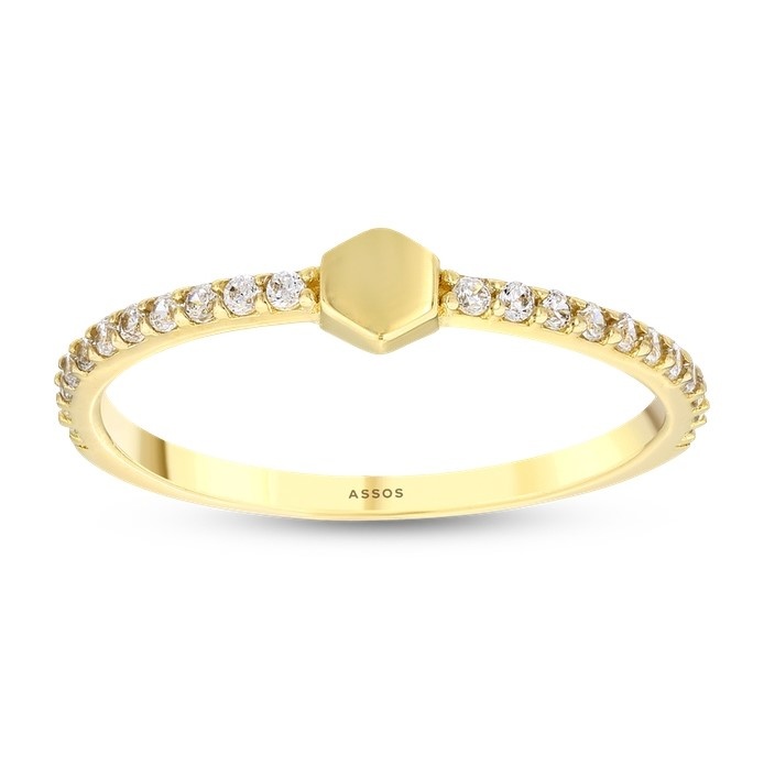 Altın Taşlı Tasarım Yüzük