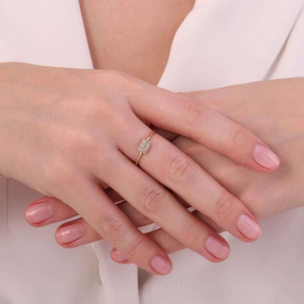 Altın Taşlı Tasarım Yüzük