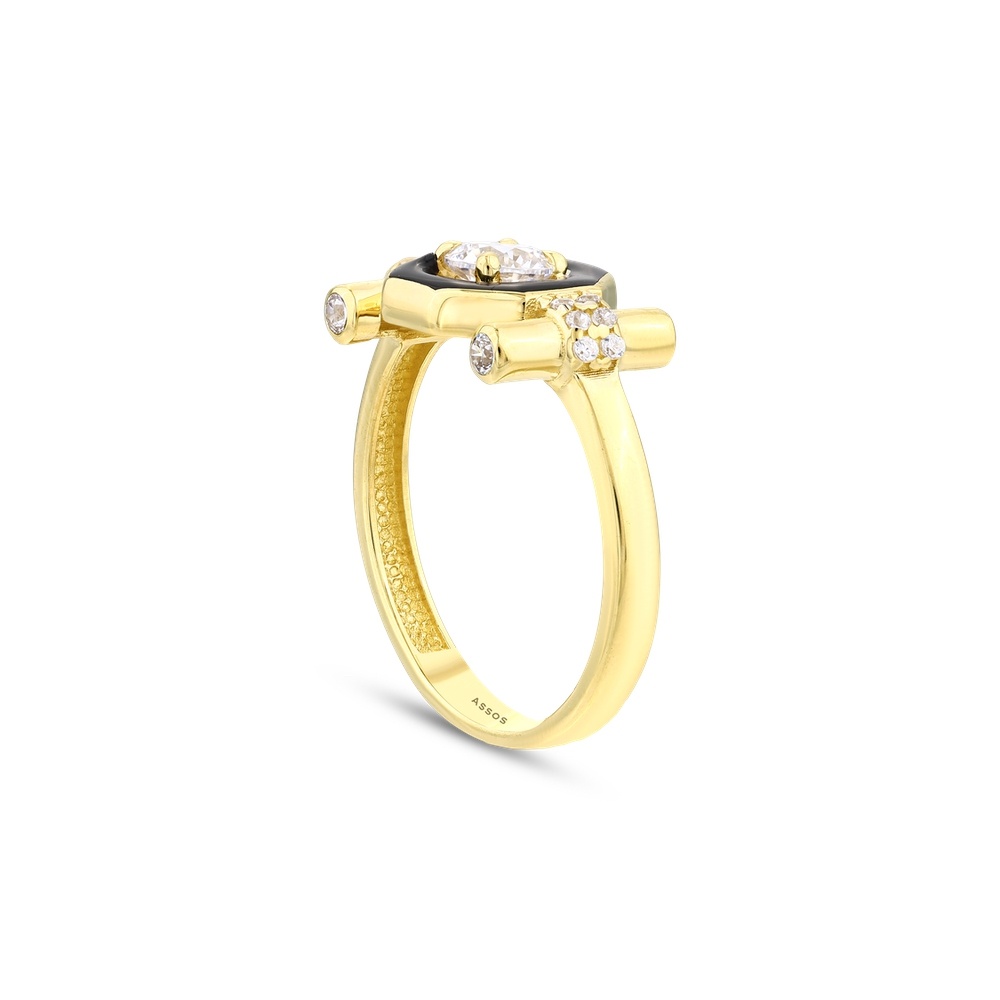 Altın Taşlı Tasarım Yüzük