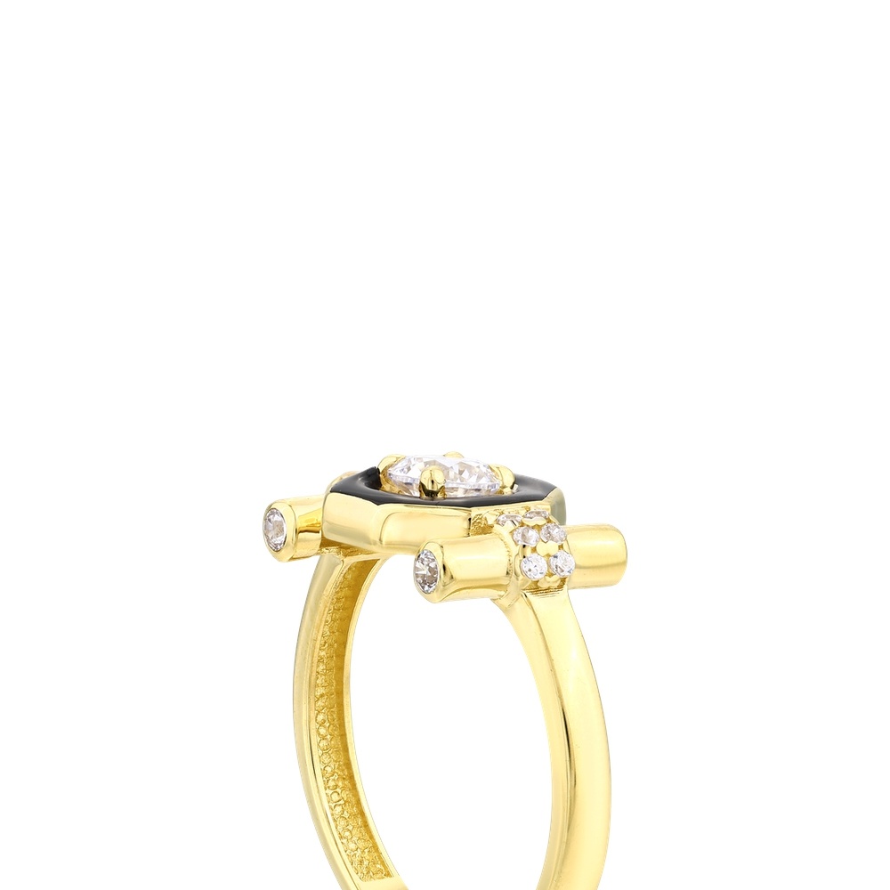 Altın Taşlı Tasarım Yüzük