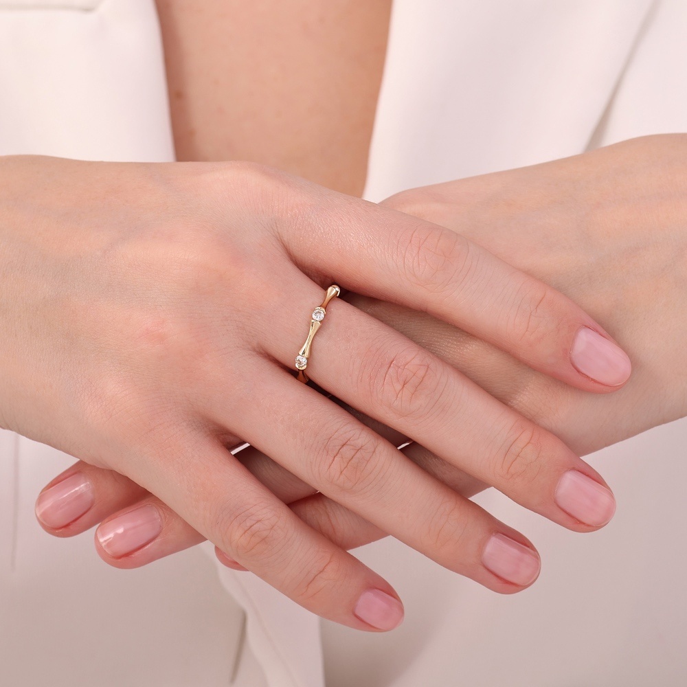 Altın Taşlı Tasarım Yüzük