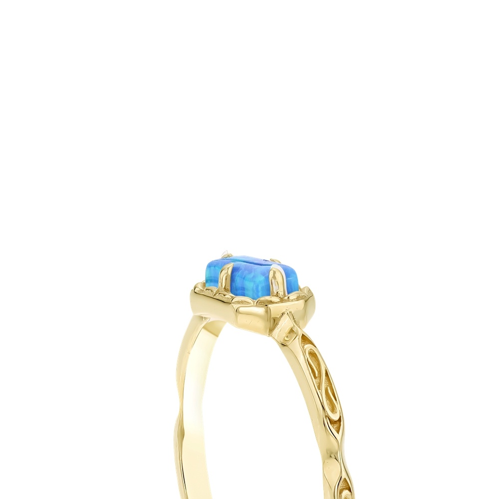 Mavi Taşlı Altın Yüzük