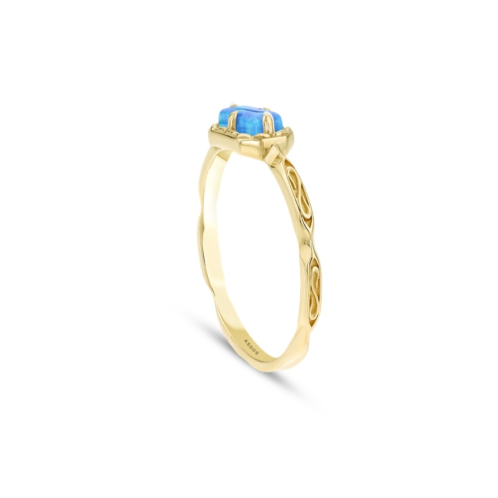 Mavi Taşlı Altın Yüzük