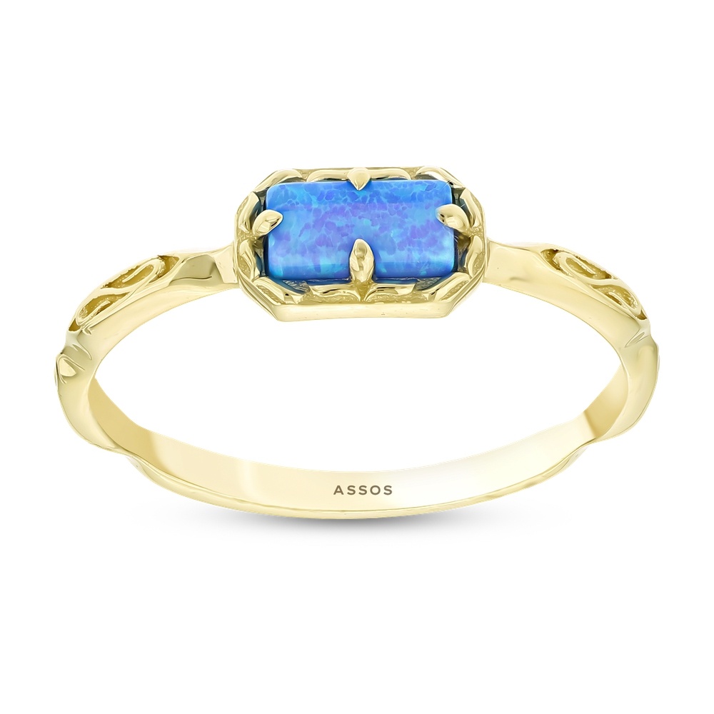 Mavi Taşlı Altın Yüzük