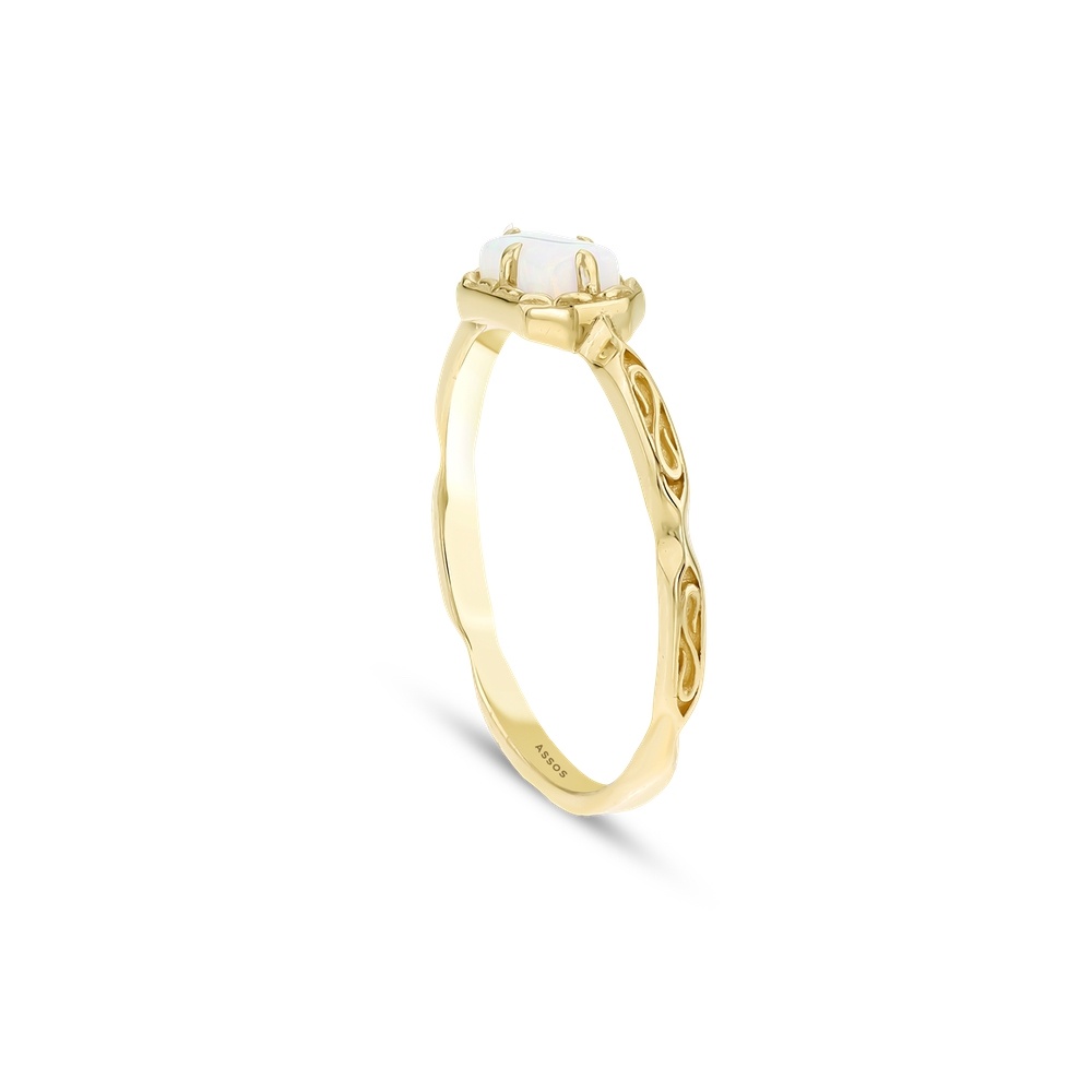 Beyaz Taşlı Altın Yüzük