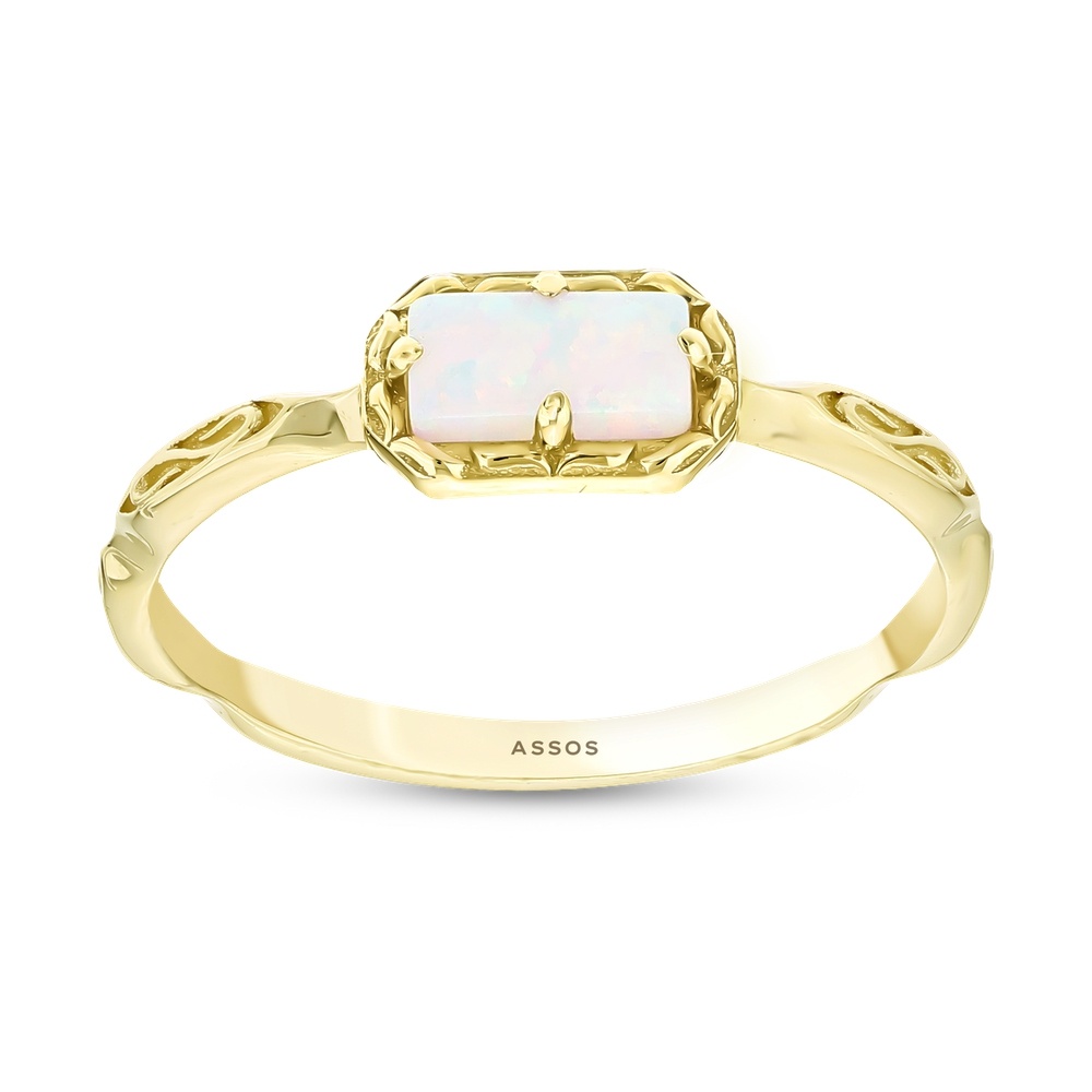 Beyaz Taşlı Altın Yüzük