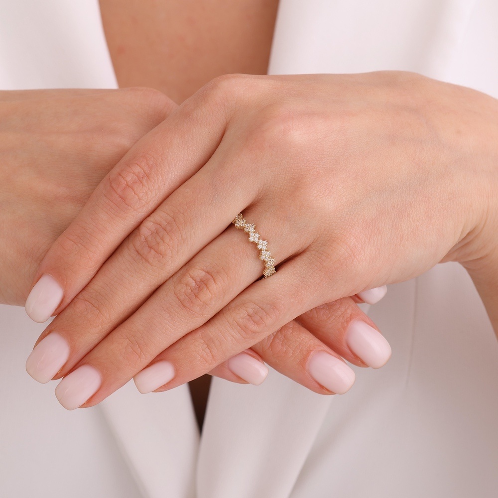 Altın Taşlı Çiçek Yüzük