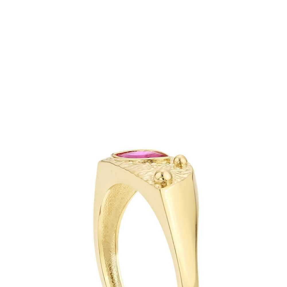 Kırmızı Taşlı Altın Yüzük