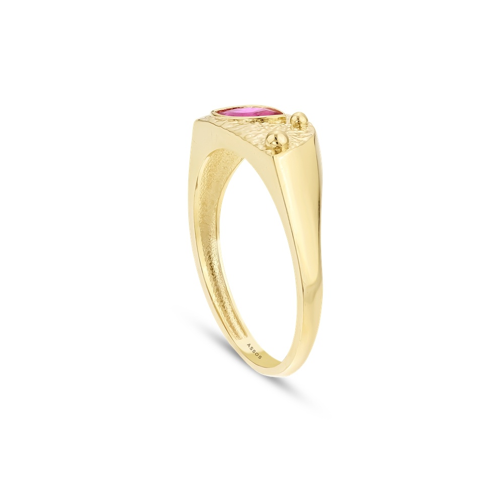 Kırmızı Taşlı Altın Yüzük