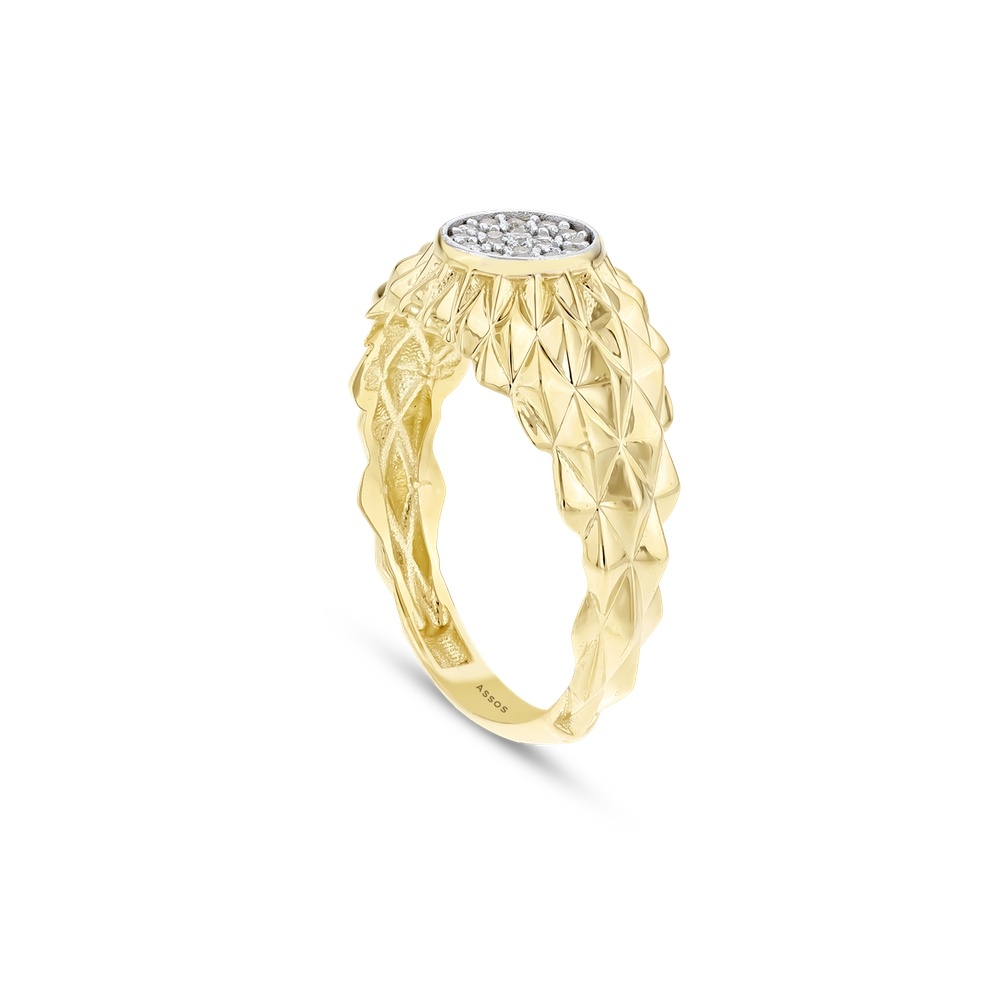 Altın Taşlı Tasarım Yüzük