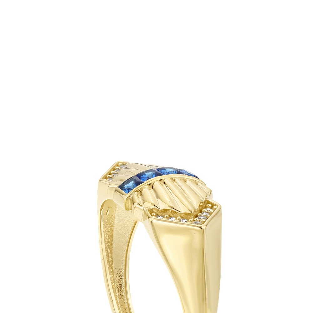 Mavi Taşlı Altın Yüzük