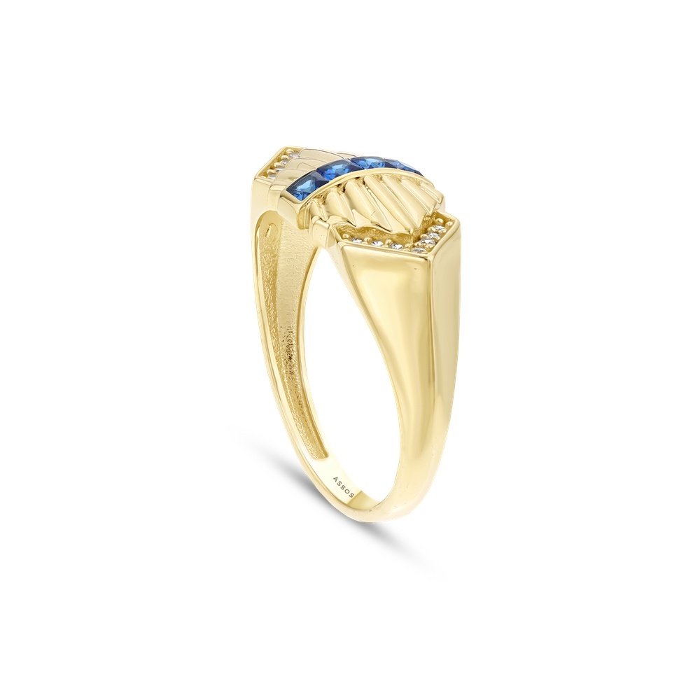 Mavi Taşlı Altın Yüzük