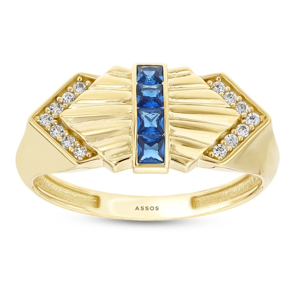 Mavi Taşlı Altın Yüzük