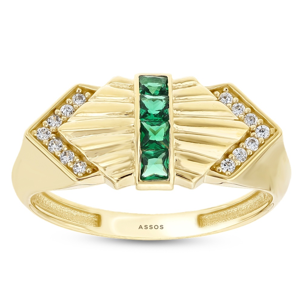 Yeşil Taşlı Altın Yüzük