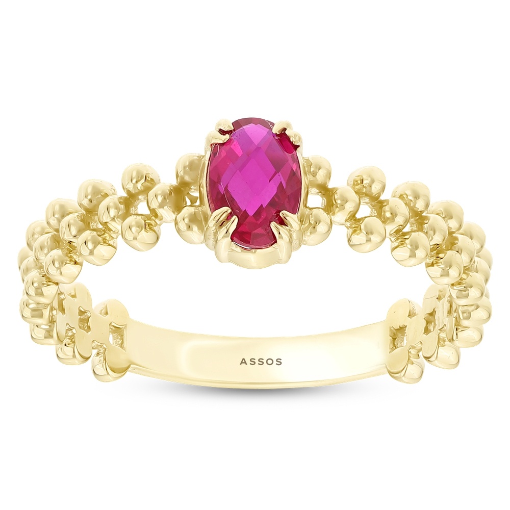 Kırmızı Taşlı Altın Yüzük