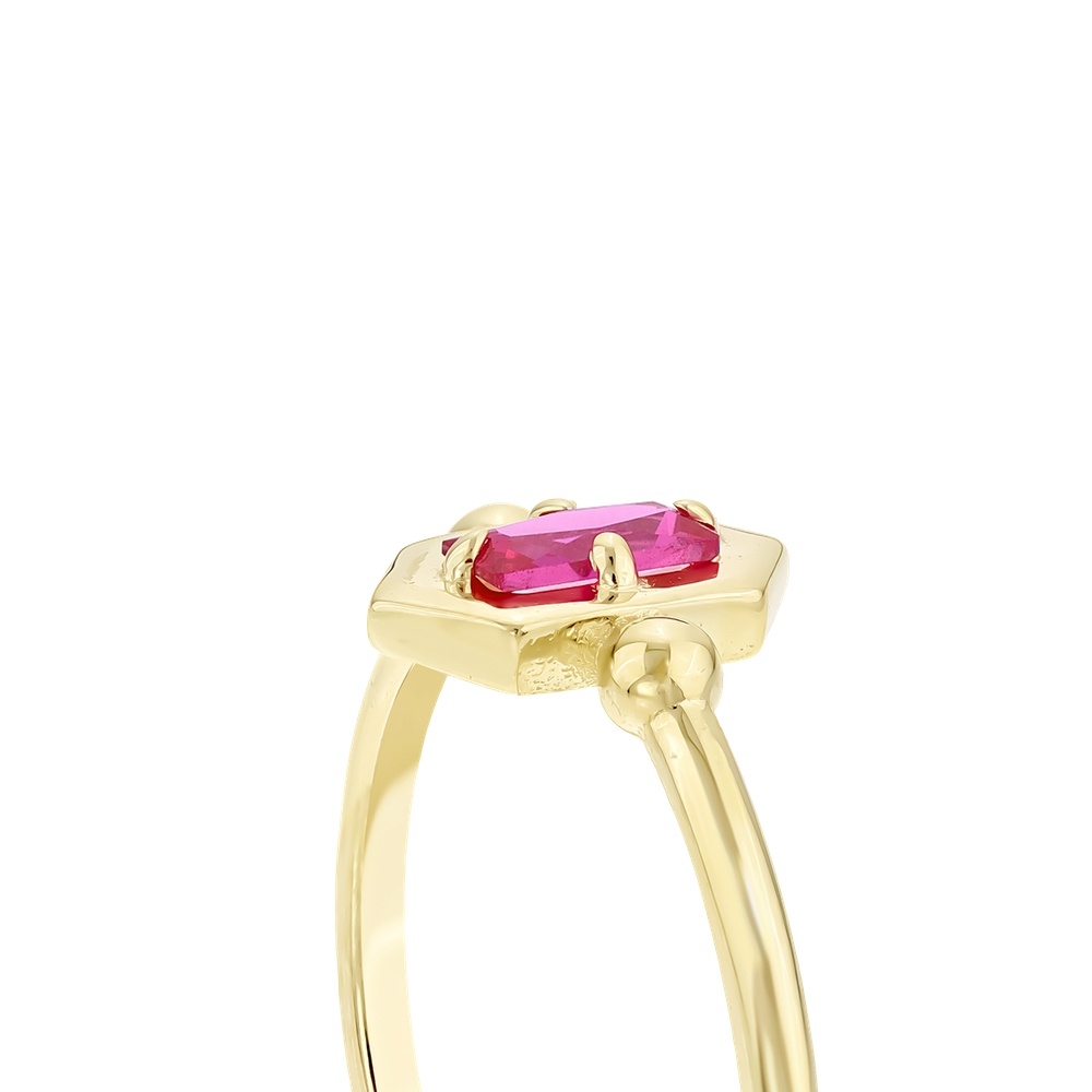 Kırmızı Taşlı Altın Yüzük