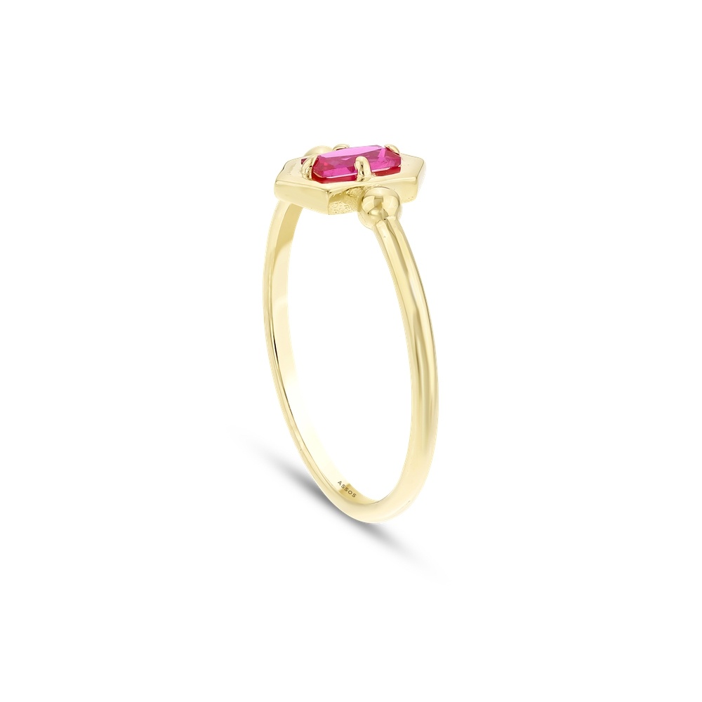 Kırmızı Taşlı Altın Yüzük