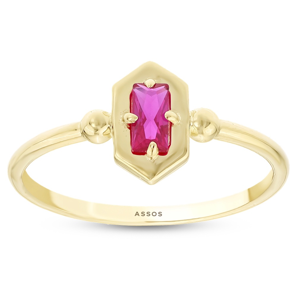 Kırmızı Taşlı Altın Yüzük