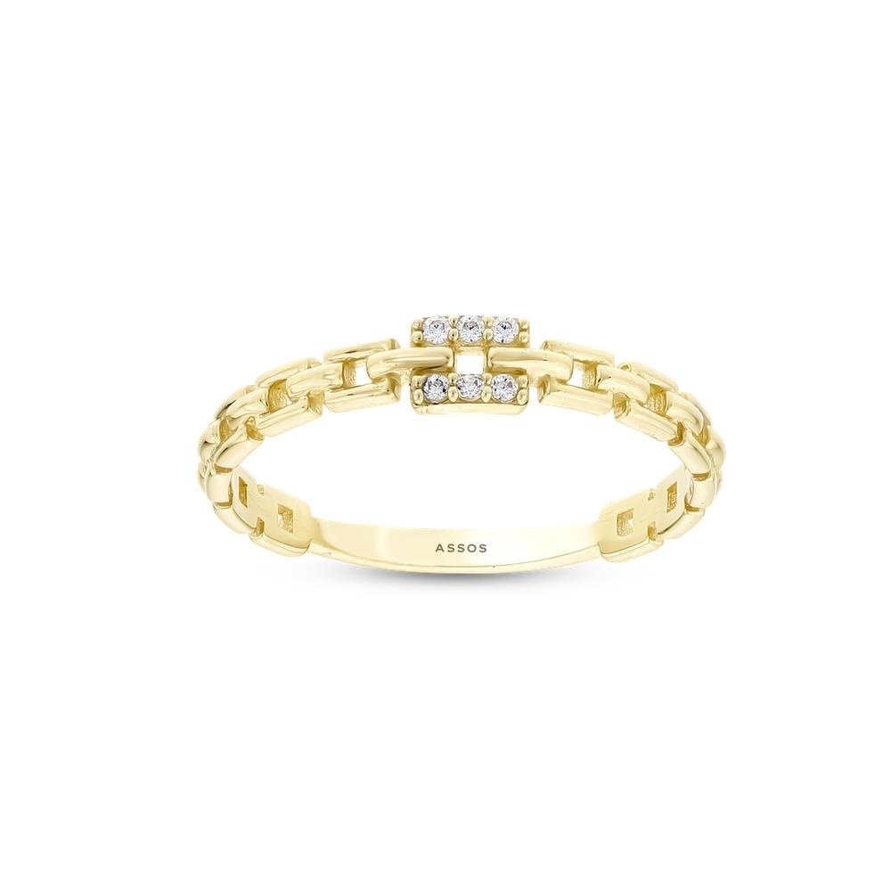 Altın Taşlı Tasarım Yüzük