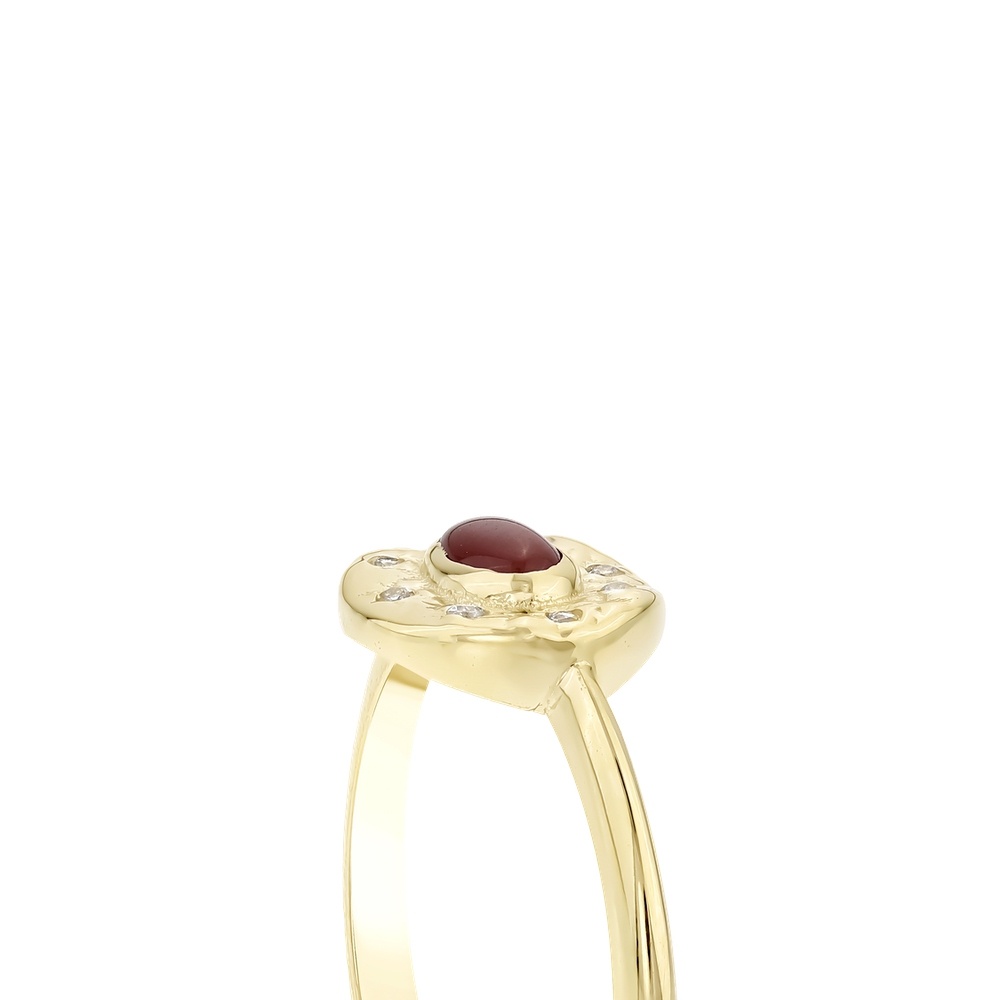 Kırmızı Taşlı Altın Yüzük