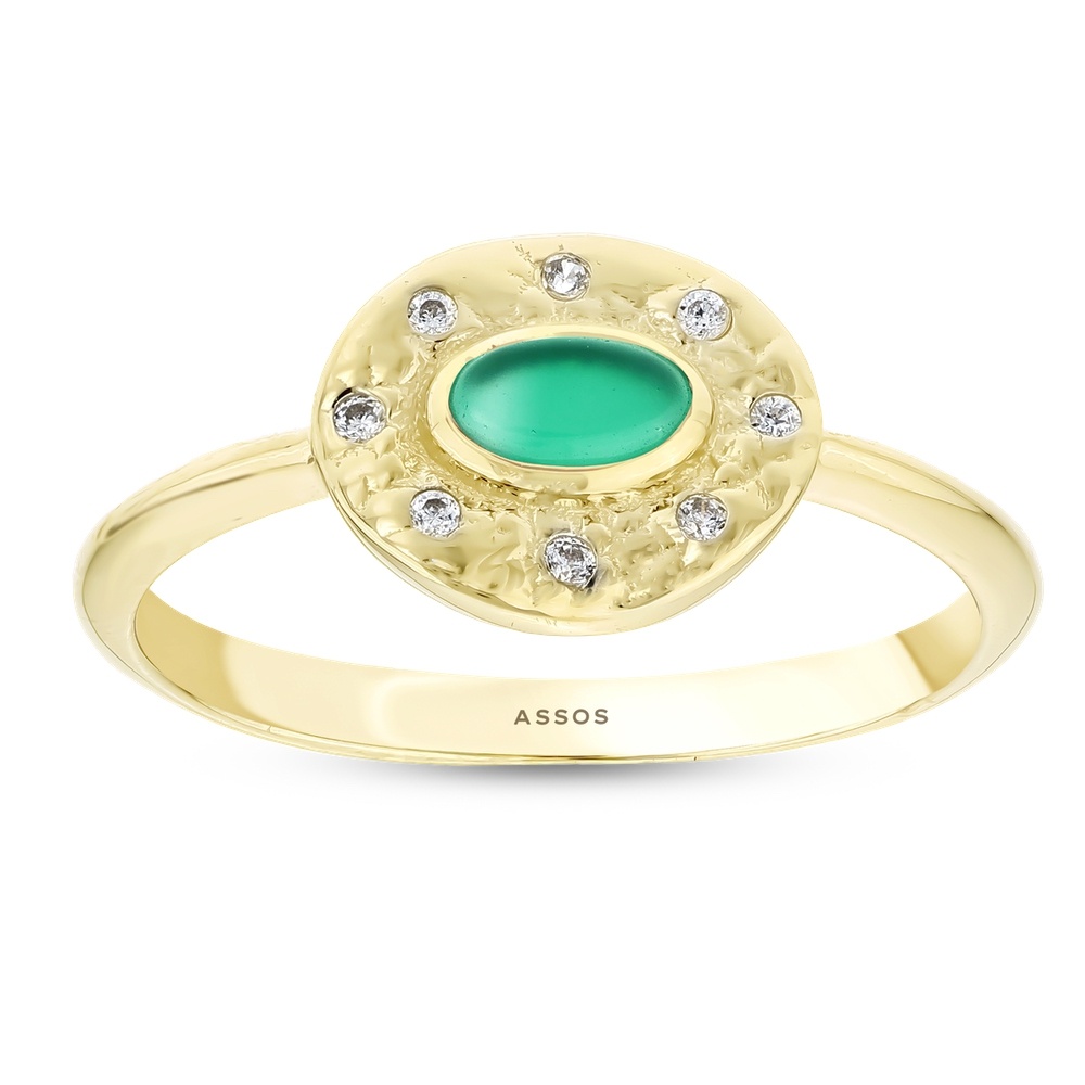 Yeşil Taşlı Altın Yüzük