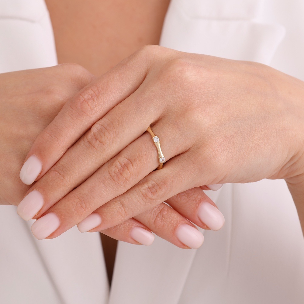 Altın Taşlı Tasarım Yüzük