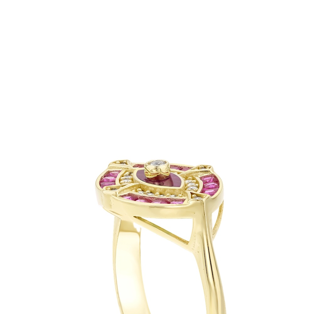 Kırmızı Taşlı Altın Göz Yüzük