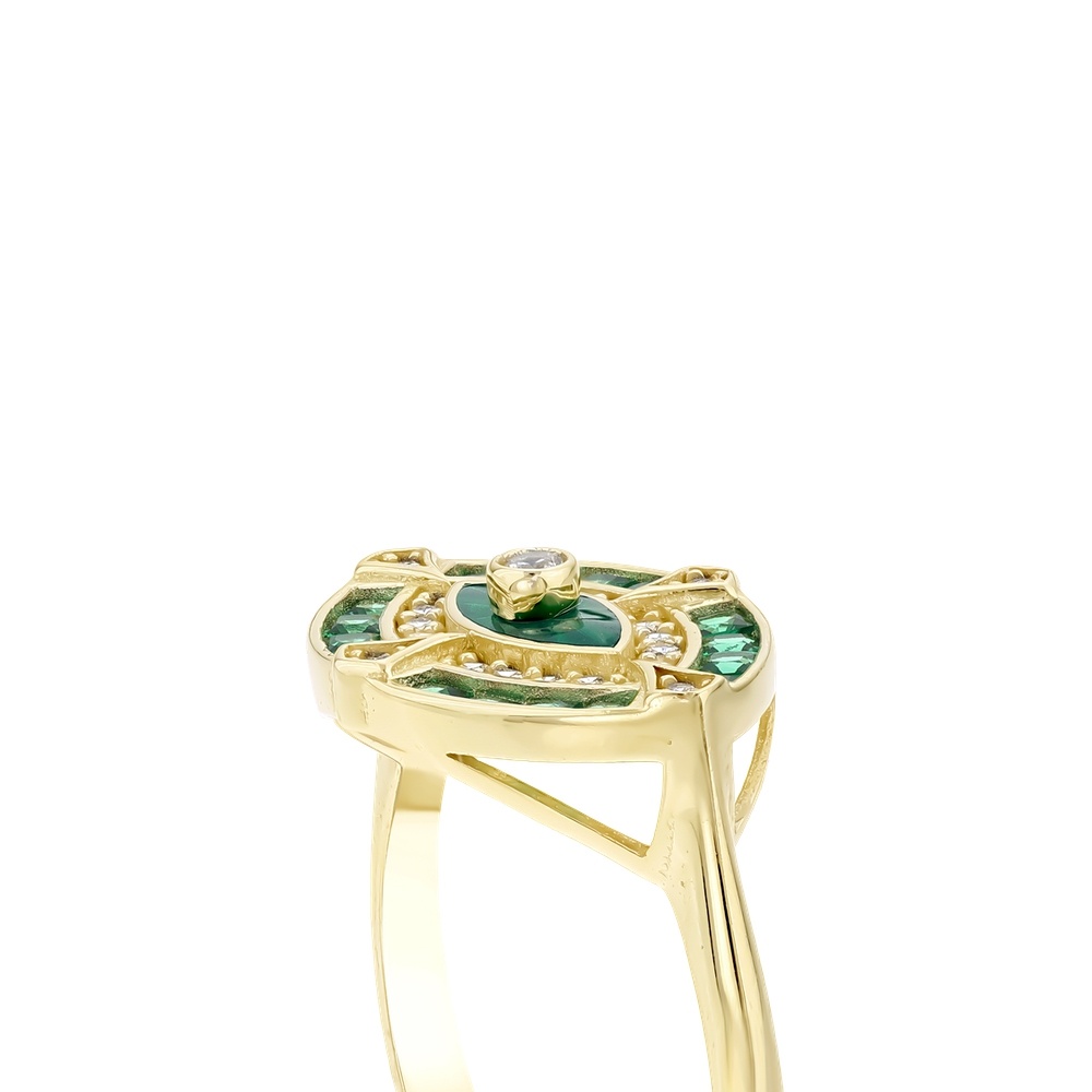 Yeşil Taşlı Altın Göz Yüzük