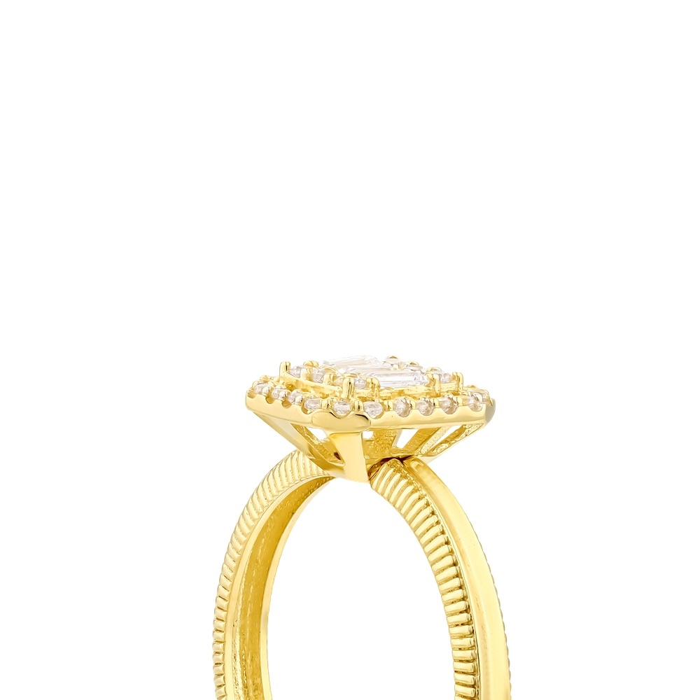 Altın Baget Taşlı Yüzük